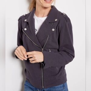 Evereve French Terry Moto in Charcoal Gray